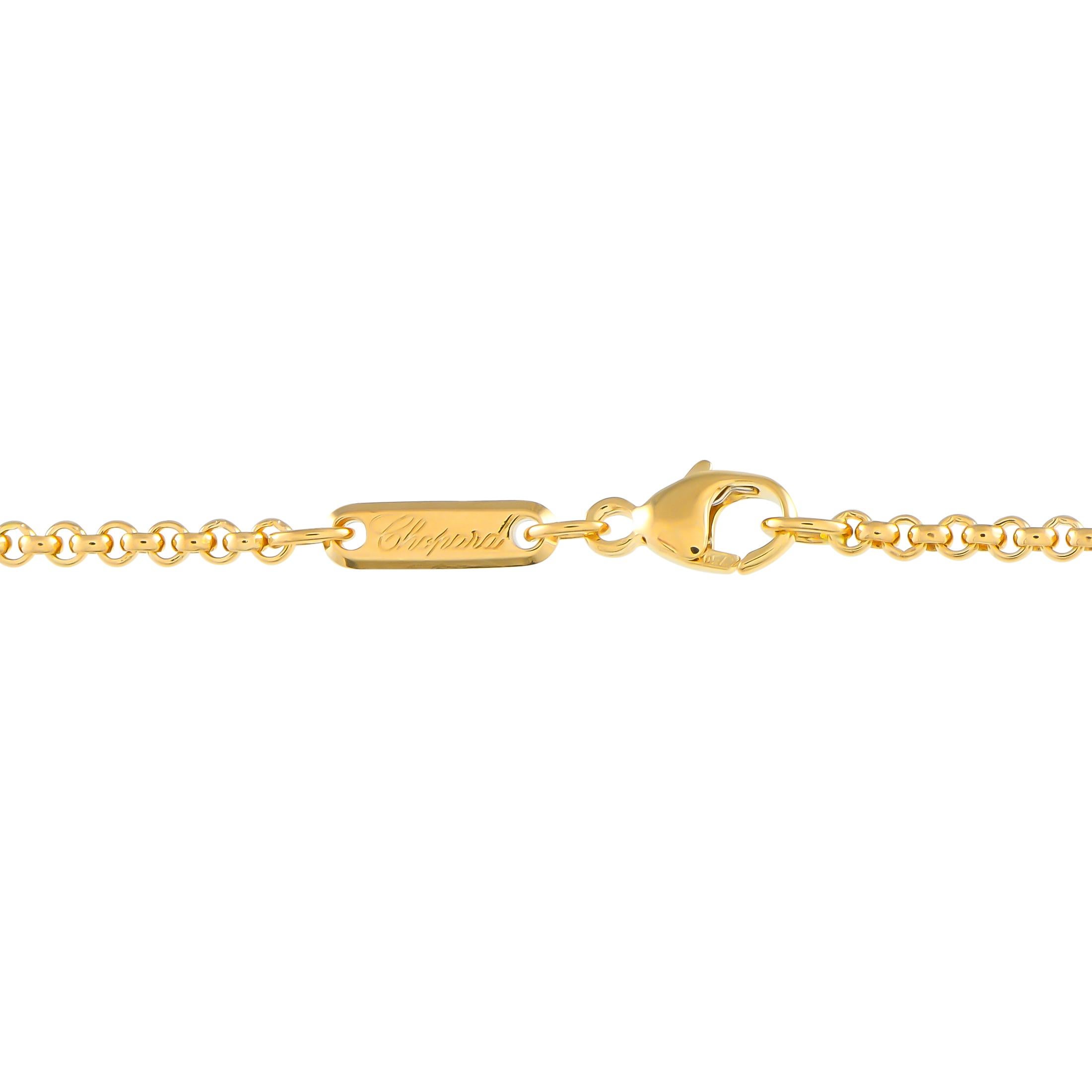 Taille ronde Chopard, collier pendentif cœur Happy Diamonds en or jaune 18 carats et diamants en vente