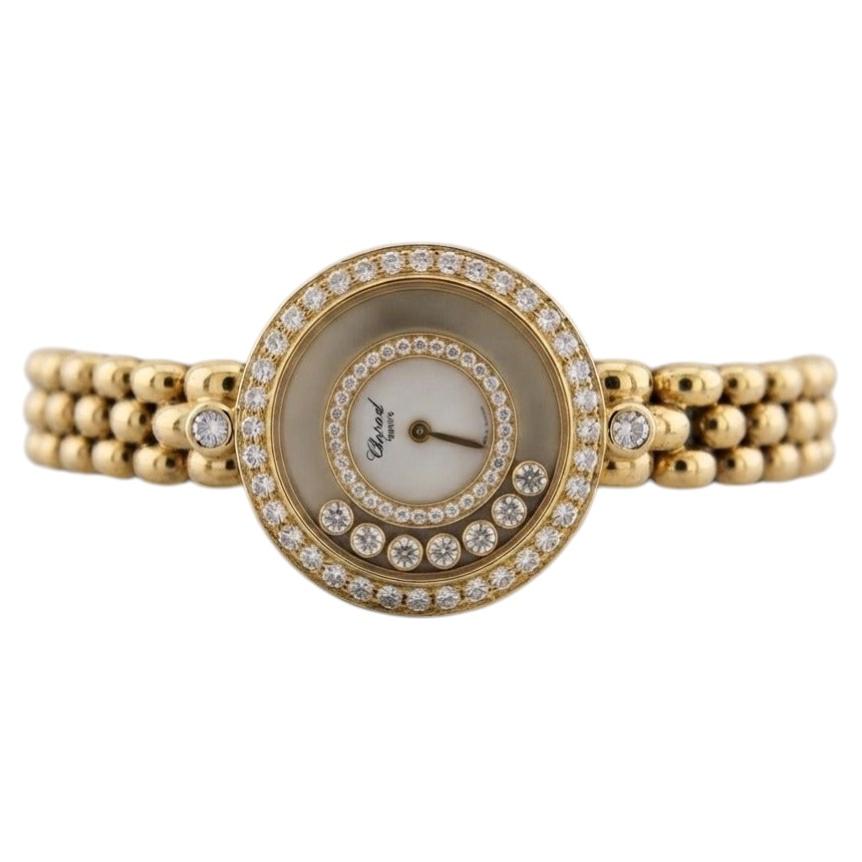 Chopard Happy Diamonds 18k Yellow Gold Diamond Wristwatch For Sale
