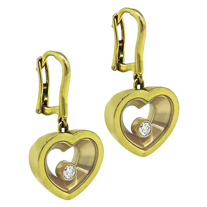Chopard Happy Diamonds 18k Yellow Gold Heart Drop Earrings