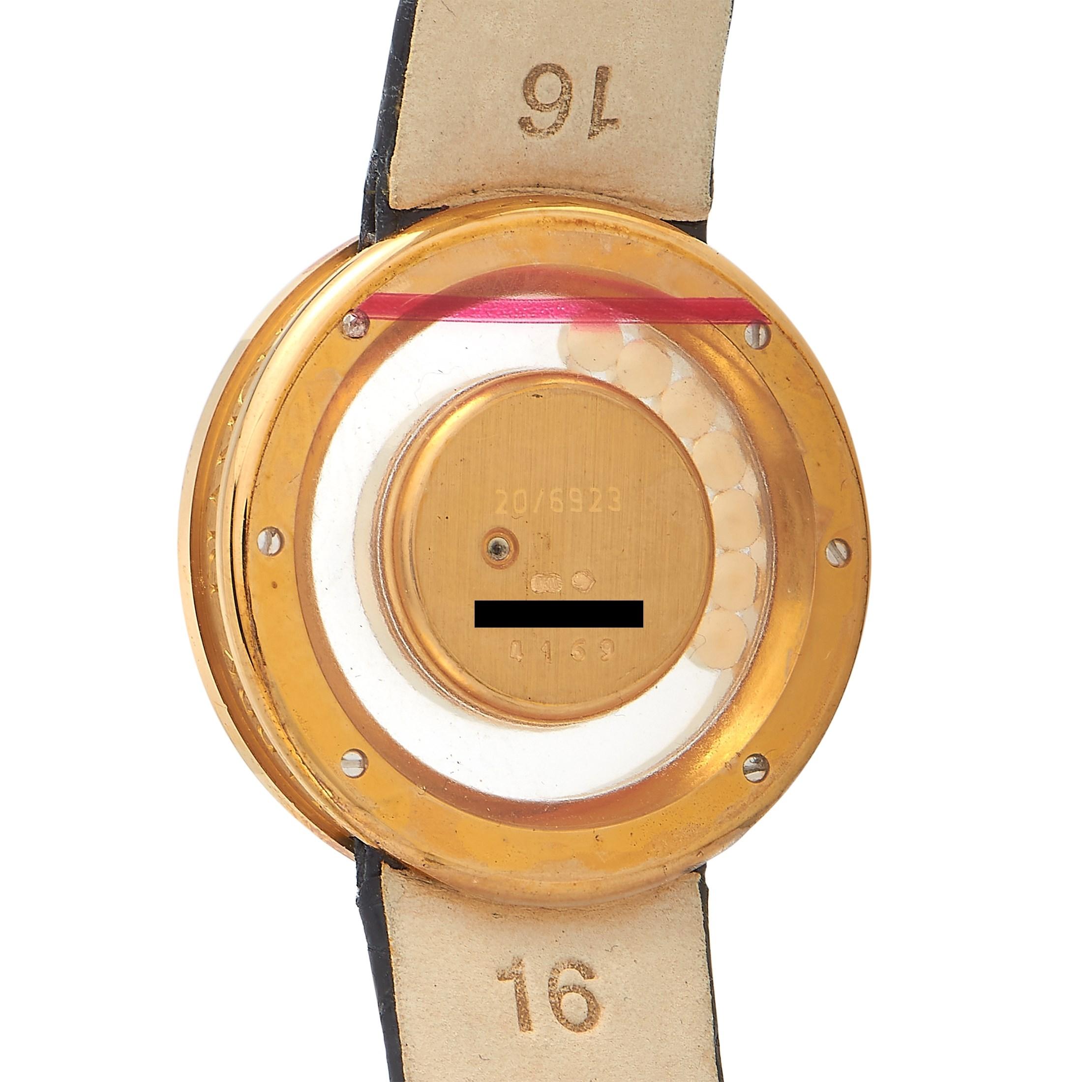 Happy Diamonds: 18 Karat Gelbgold Damenuhr 20/6923 von Chopard (Rundschliff)