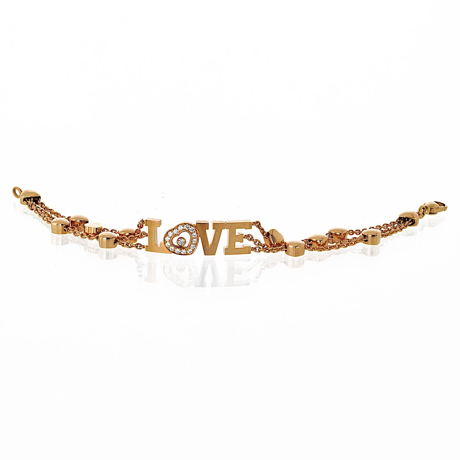 Women's Chopard Happy Diamonds 18K Yellow Gold Love 0.28cttw Diamond Bracelet For Sale