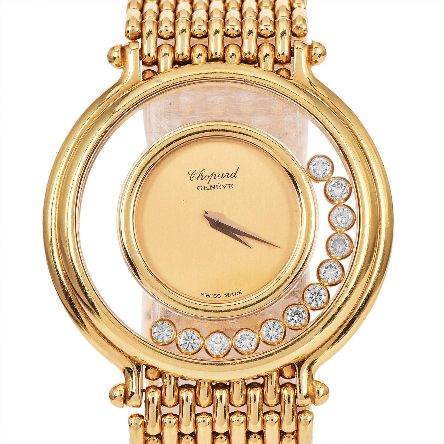 Reloj Chopard Happy Diamonds Hombre Oro Amarillo 18K Ref 1153 en venta en 1stDibs reloj chopard hombre
