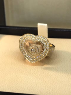 Chopard Happy Diamonds 18 Karat Yellow Gold Pave Diamond Ring 82/7209