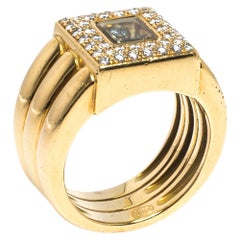 Chopard Happy Diamonds 18K Yellow Gold Wide Ring Size 52.5