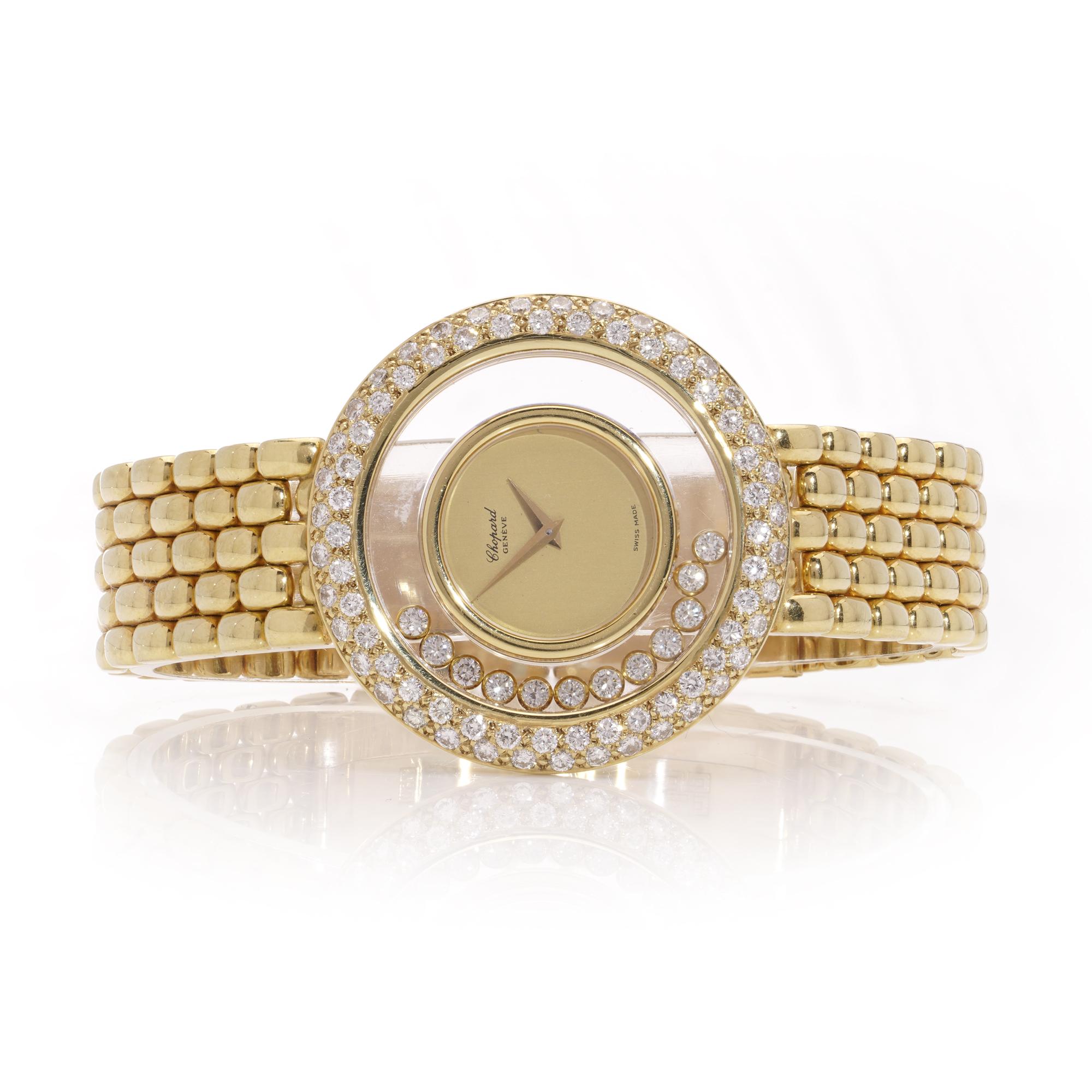 Chopard Happy Diamonds 18kt Gold Damen-Quarz-Armbanduhr (Brillantschliff) im Angebot