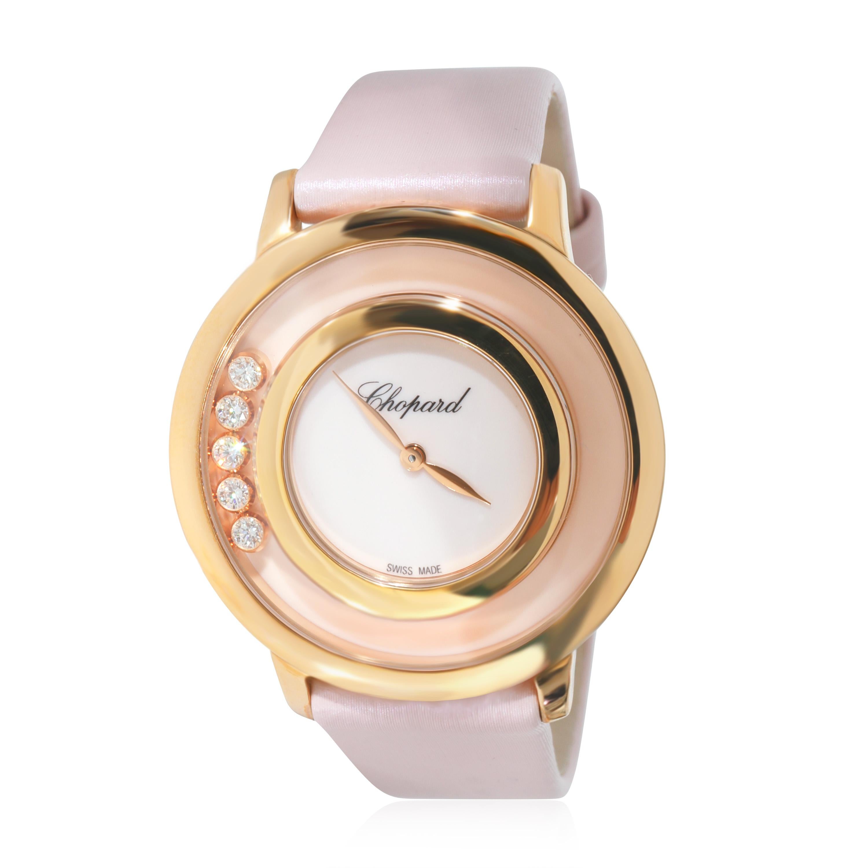 Chopard Happy Diamonds 209429-5106 Women's Watch in 18 Karat Rose Gold In Excellent Condition For Sale In New York, NY