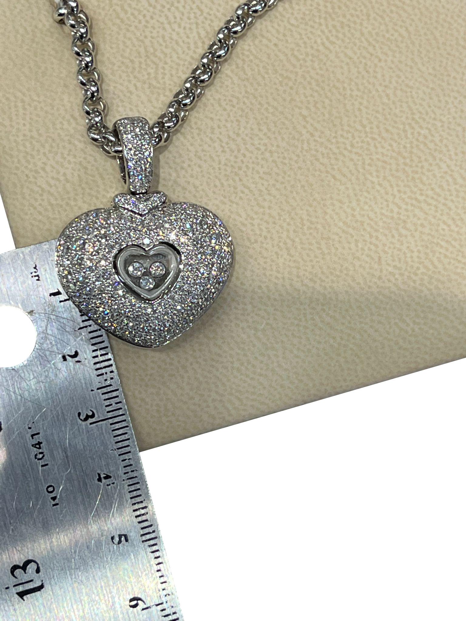 Chopard Happy Diamonds 2.50 Carat 18K White Gold VVS Diamond Pendant Necklace For Sale 6