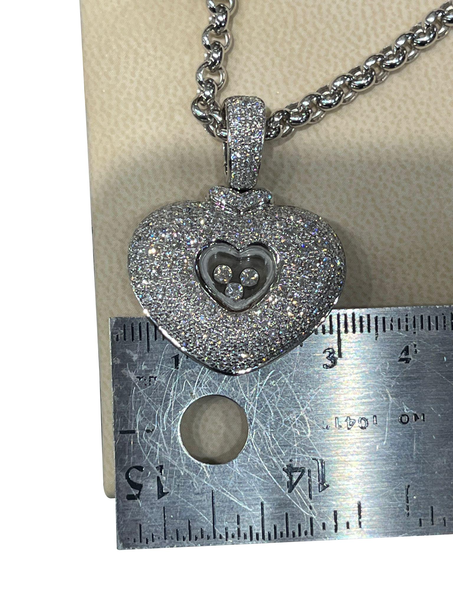 Chopard Happy Diamonds 2.50 Carat 18K White Gold VVS Diamond Pendant Necklace For Sale 7