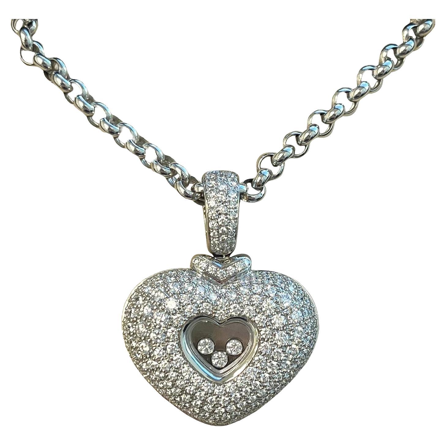 Chopard Happy Diamonds 2.50 Carat 18K White Gold VVS Diamond Pendant Necklace
