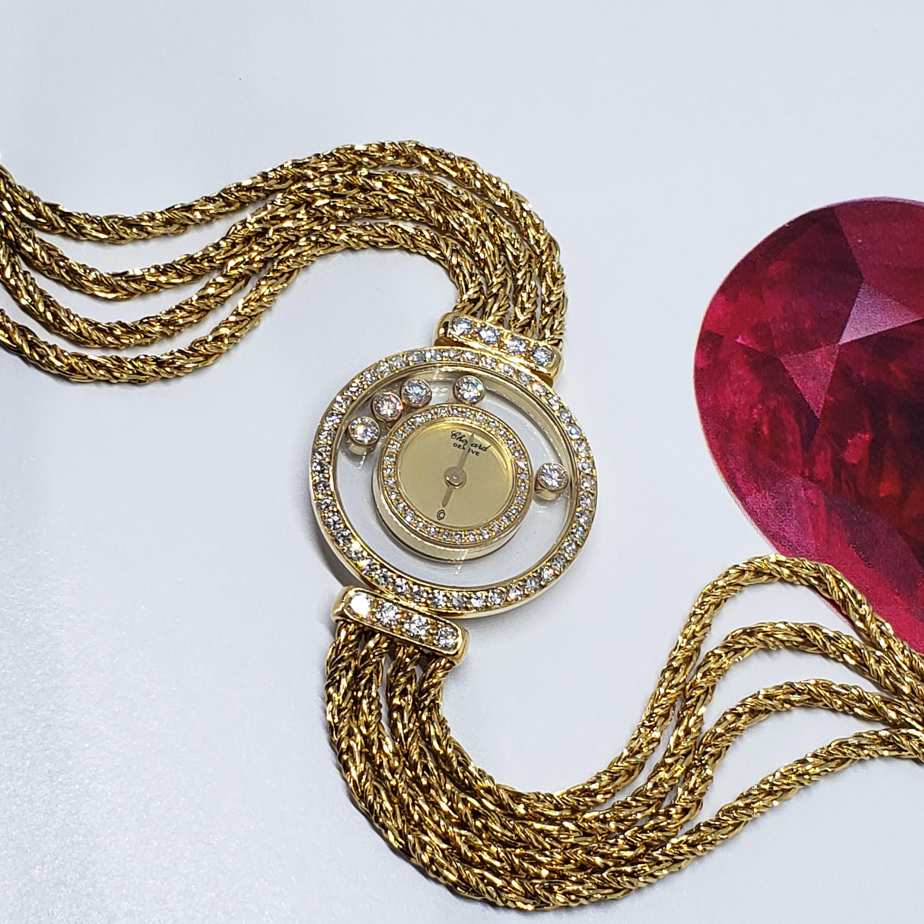 Chopard Happy Diamonds 4066M — 18K Gold 1990s Vintage Watch For Sale 9