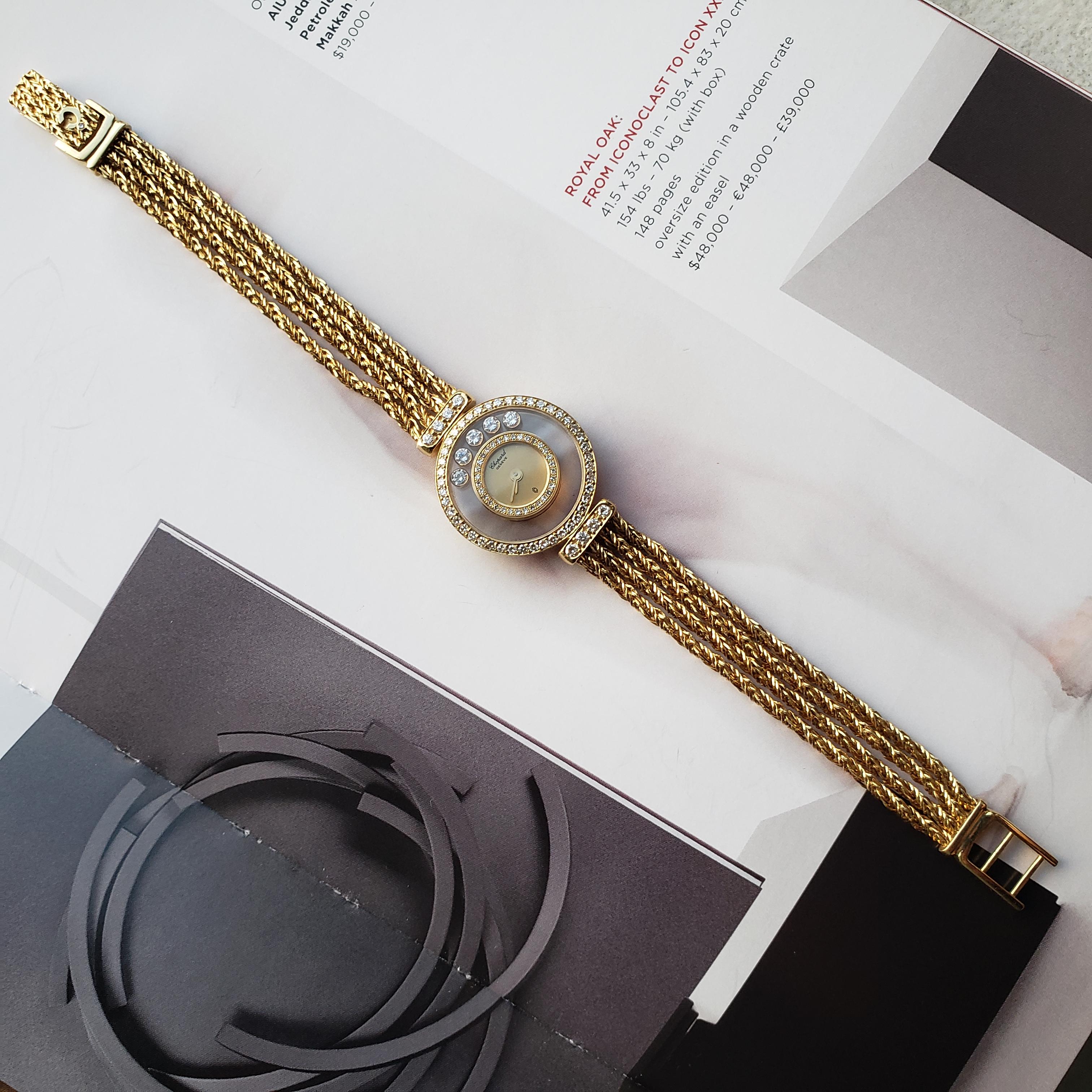 Chopard Happy Diamonds 4066M — 18K Gold 1990s Vintage Watch For Sale 11