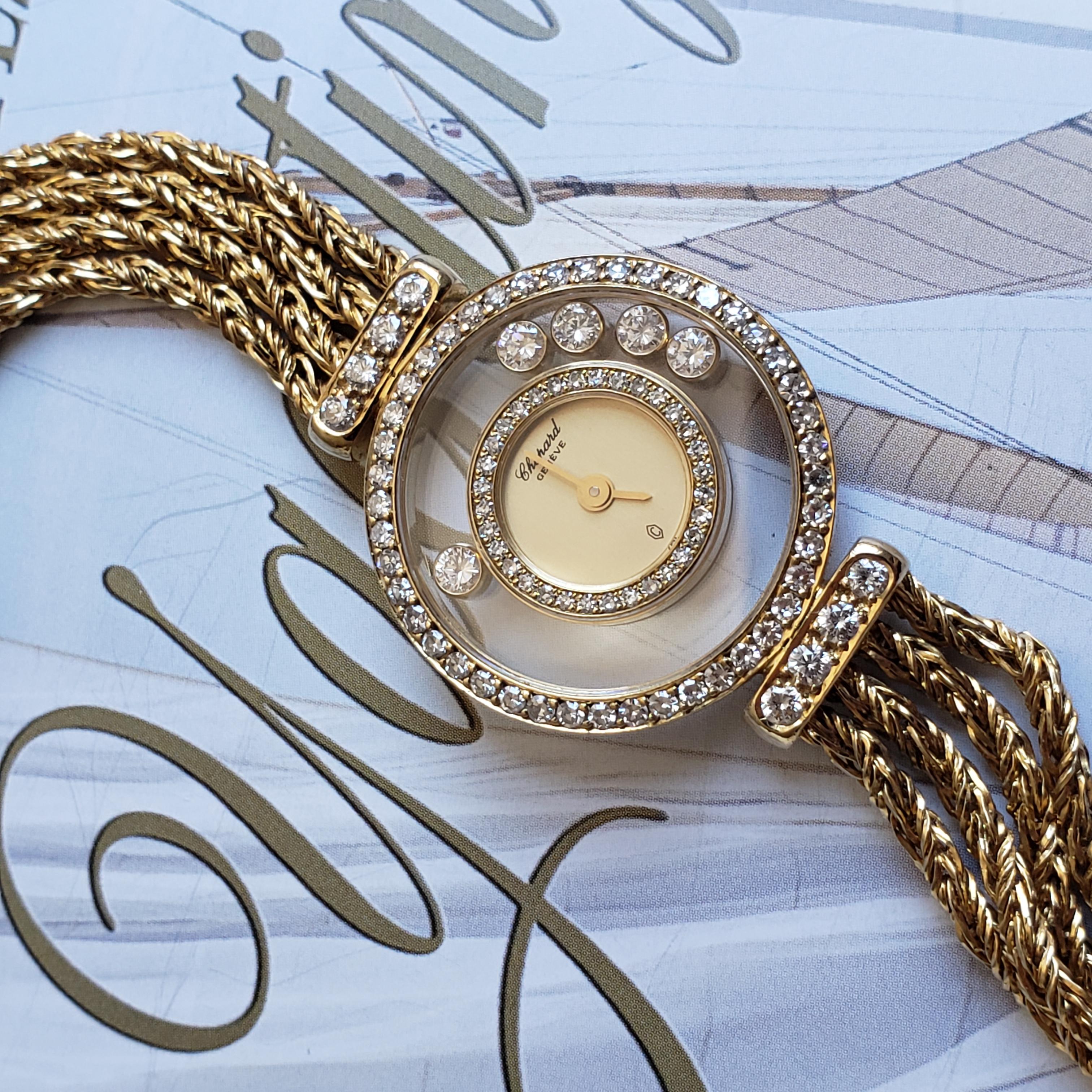 Artisan Chopard Happy Diamonds 4066M — 18K Gold 1990s Vintage Watch For Sale