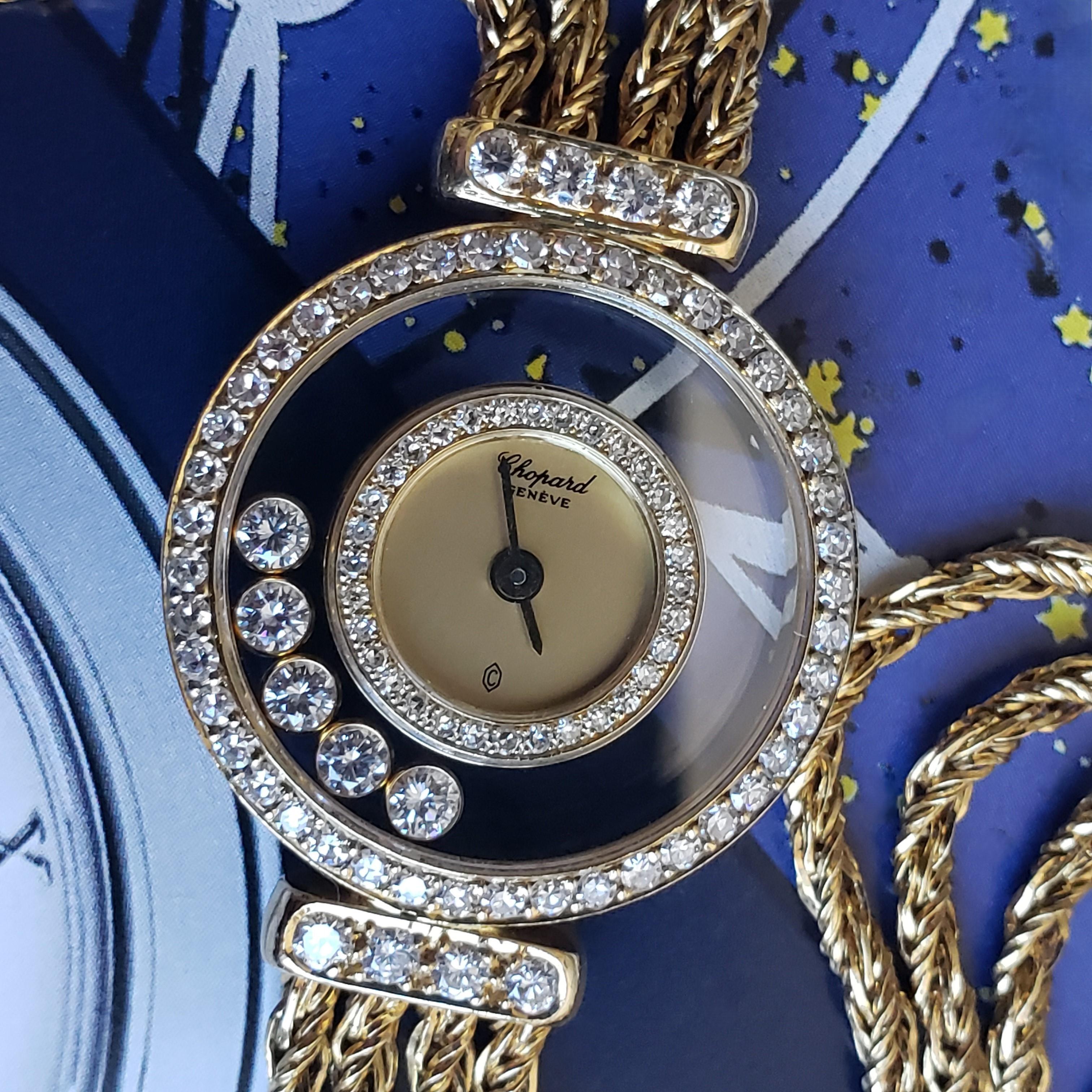 Chopard Happy Diamonds 4066M — 18K Gold 1990s Vintage Watch In Good Condition For Sale In San Diego, CA