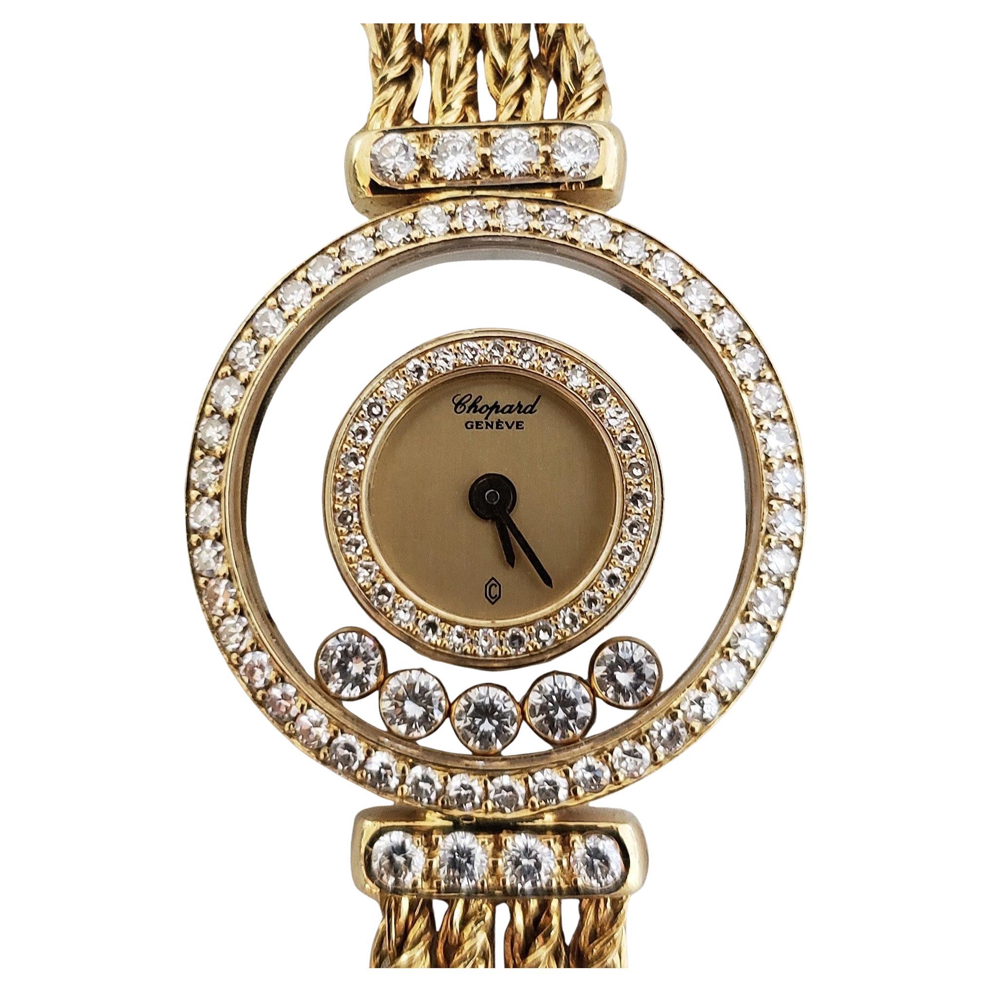 Chopard Happy Diamonds 4066M — 18K Gold 1990s Vintage Watch For Sale