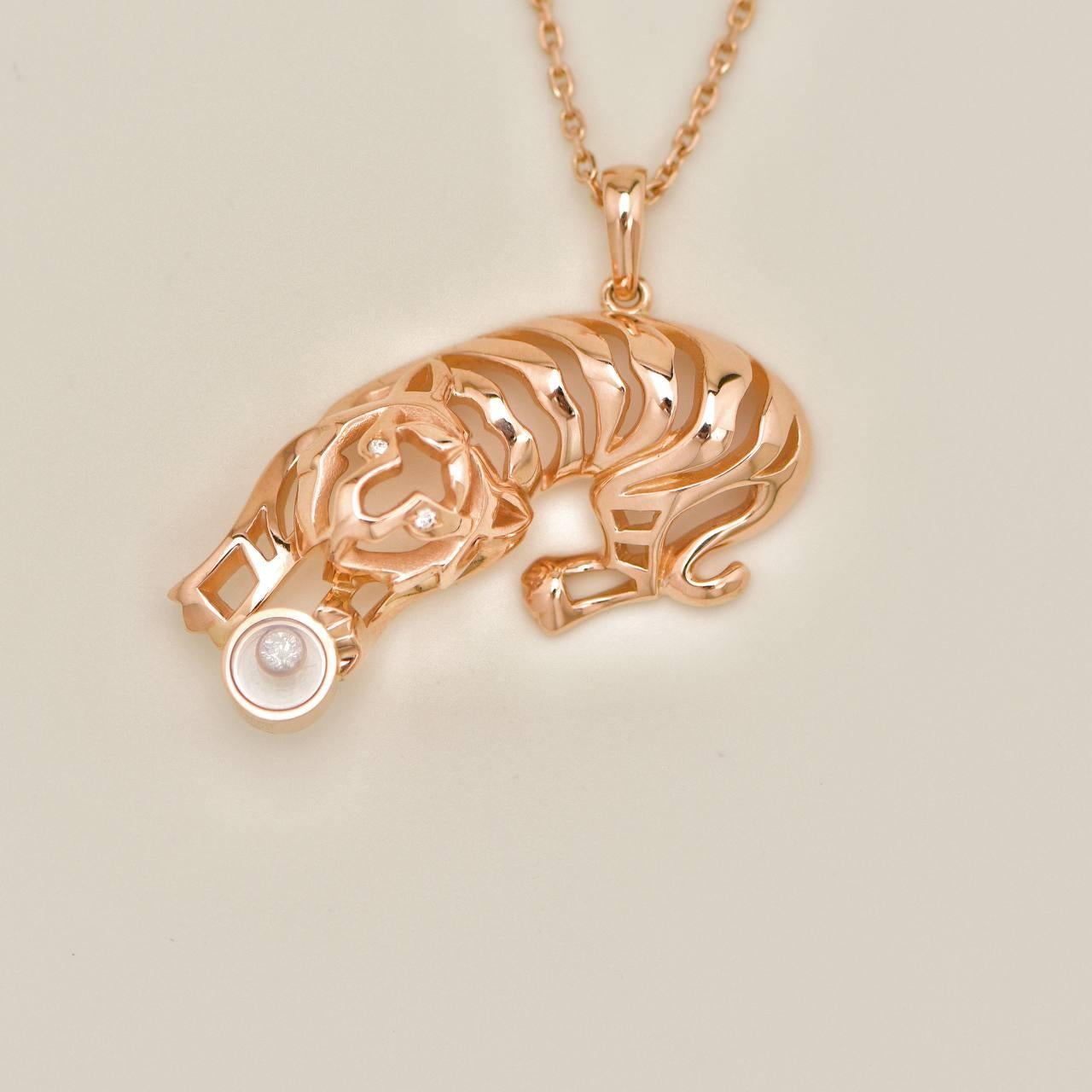 Chopard Happy Diamonds Animals World Pendant Necklace 18K Rose Gold in vendita 8