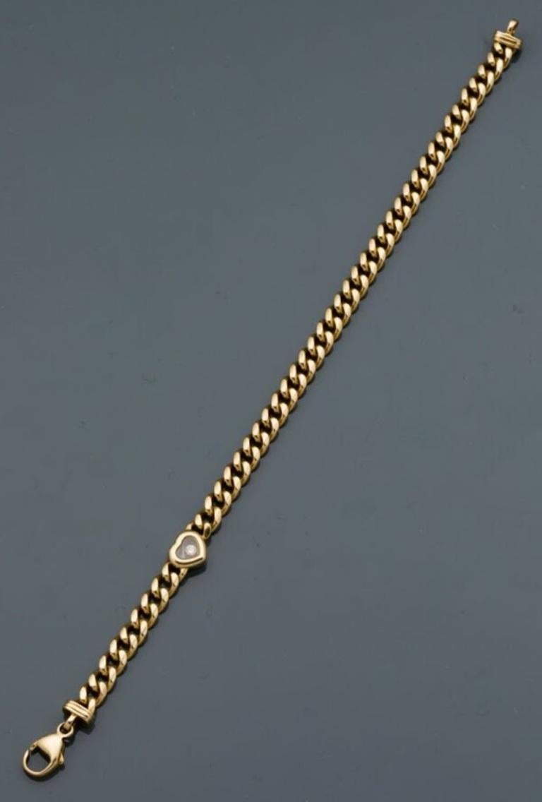 Contemporain Chopard Happy Diamonds Bracelet à maillons courbes en or 18 carats en vente