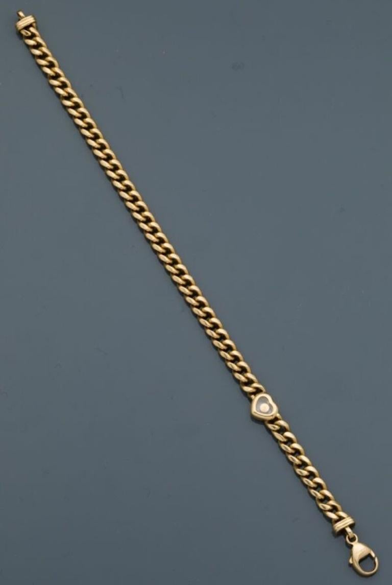 Taille brillant Chopard Happy Diamonds Bracelet à maillons courbes en or 18 carats en vente