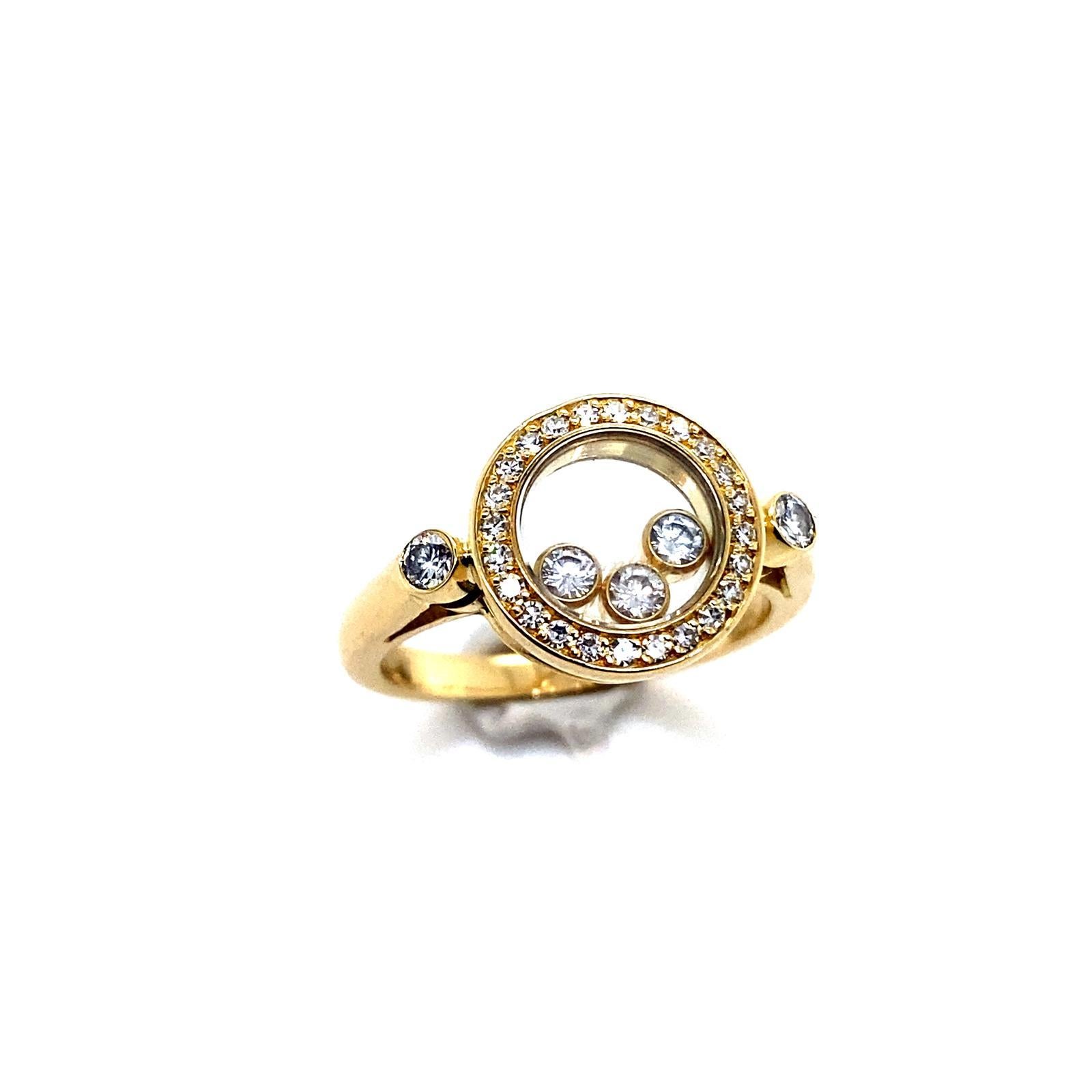 Women's Chopard Happy Diamonds Circle 18 Karat Yellow Gold Ring For Sale