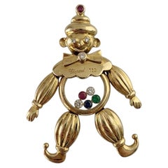 Pendentif « Happy Diamonds Clown » de Chopard en or jaune 18 carats, serti de multiples pierres précieuses