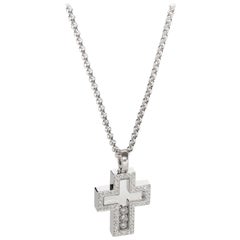 Chopard Happy Diamonds Cross Necklace in 18 Karat White Gold 0.44 Carat