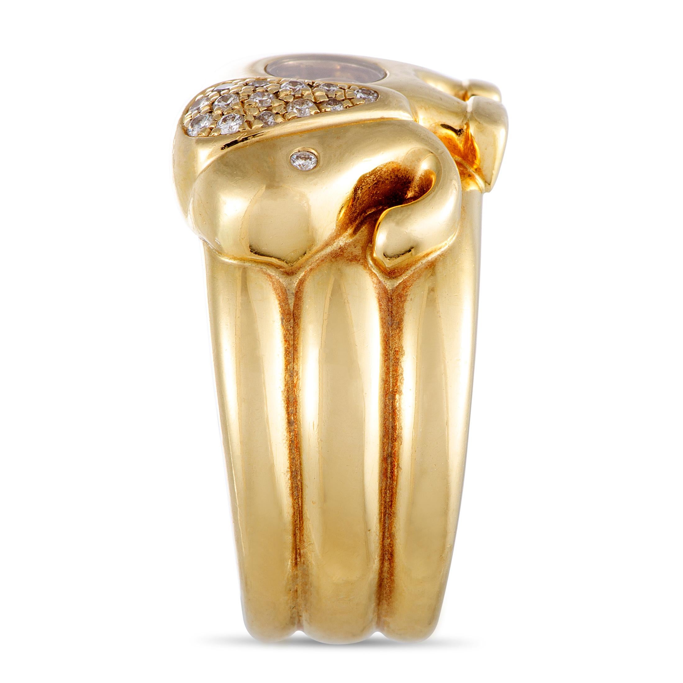 Chopard Happy Diamonds Diamond and Yellow Gold Elephant Band Ring In Excellent Condition In Southampton, PA