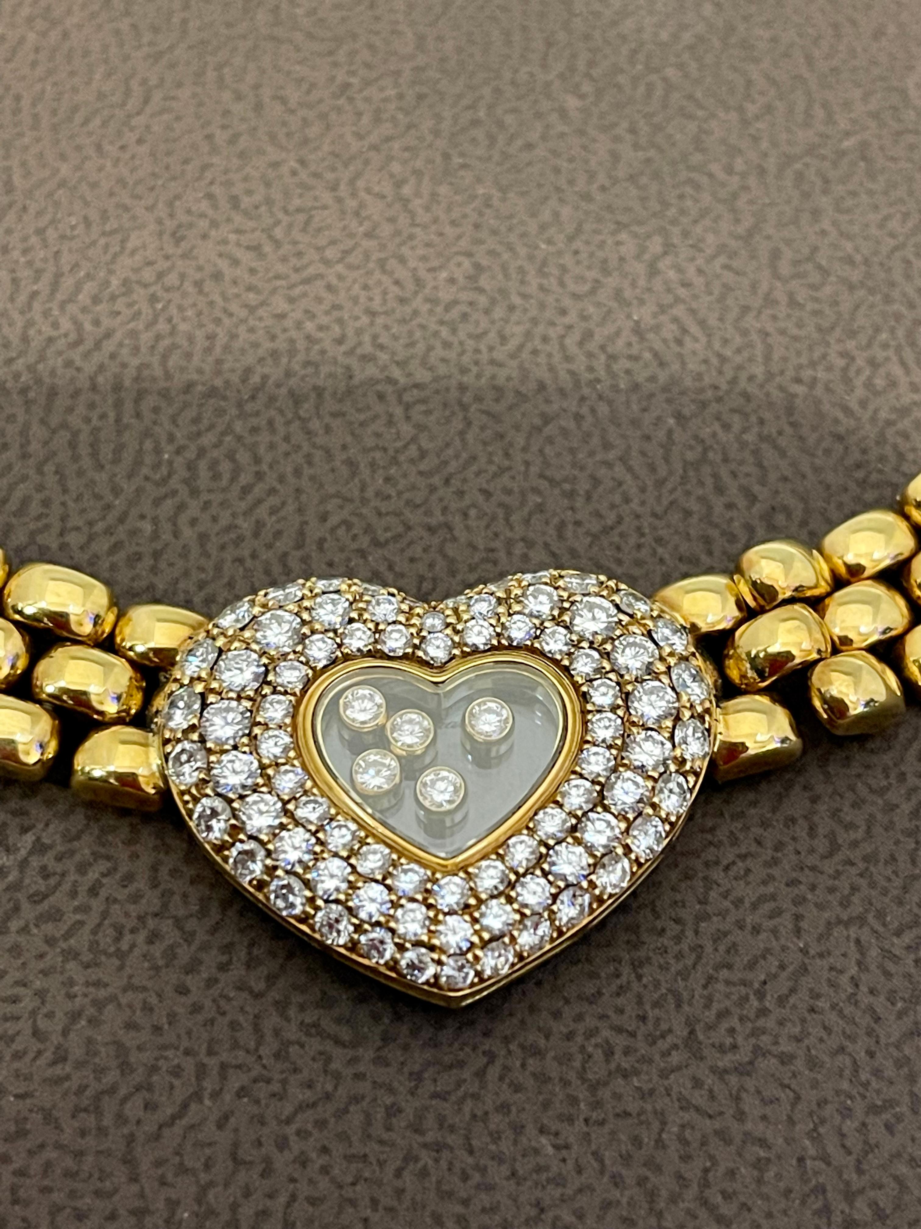 Chopard Happy Diamonds Diamond Heart Yellow Gold Necklace 18 Karat Gold, Estate For Sale 3