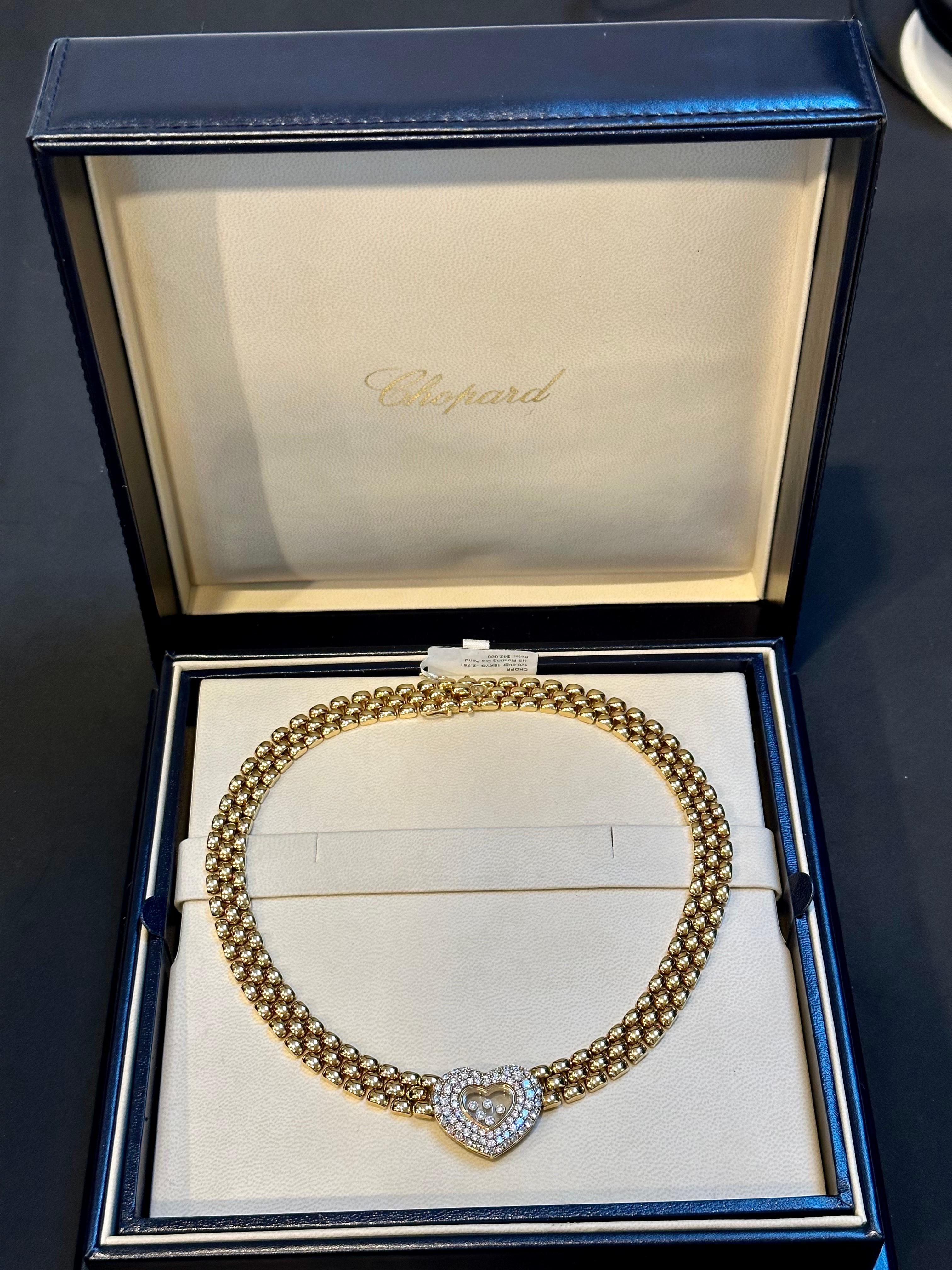 Chopard Happy Diamonds Diamond Heart Yellow Gold Necklace 18 Karat Gold, Estate For Sale 7