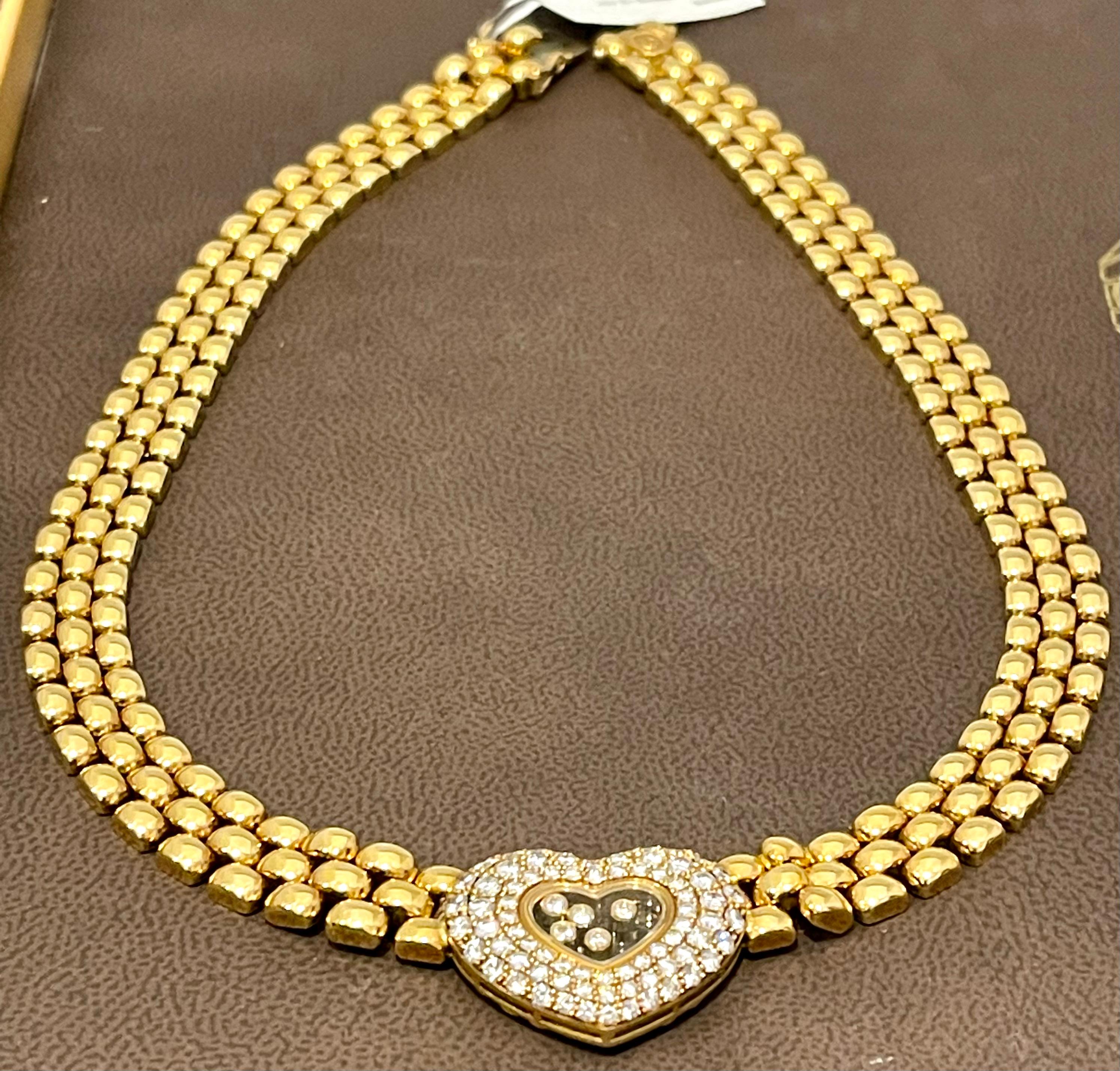 Chopard Happy Diamonds Diamond Heart Yellow Gold Necklace 18 Karat Gold, Estate For Sale 1