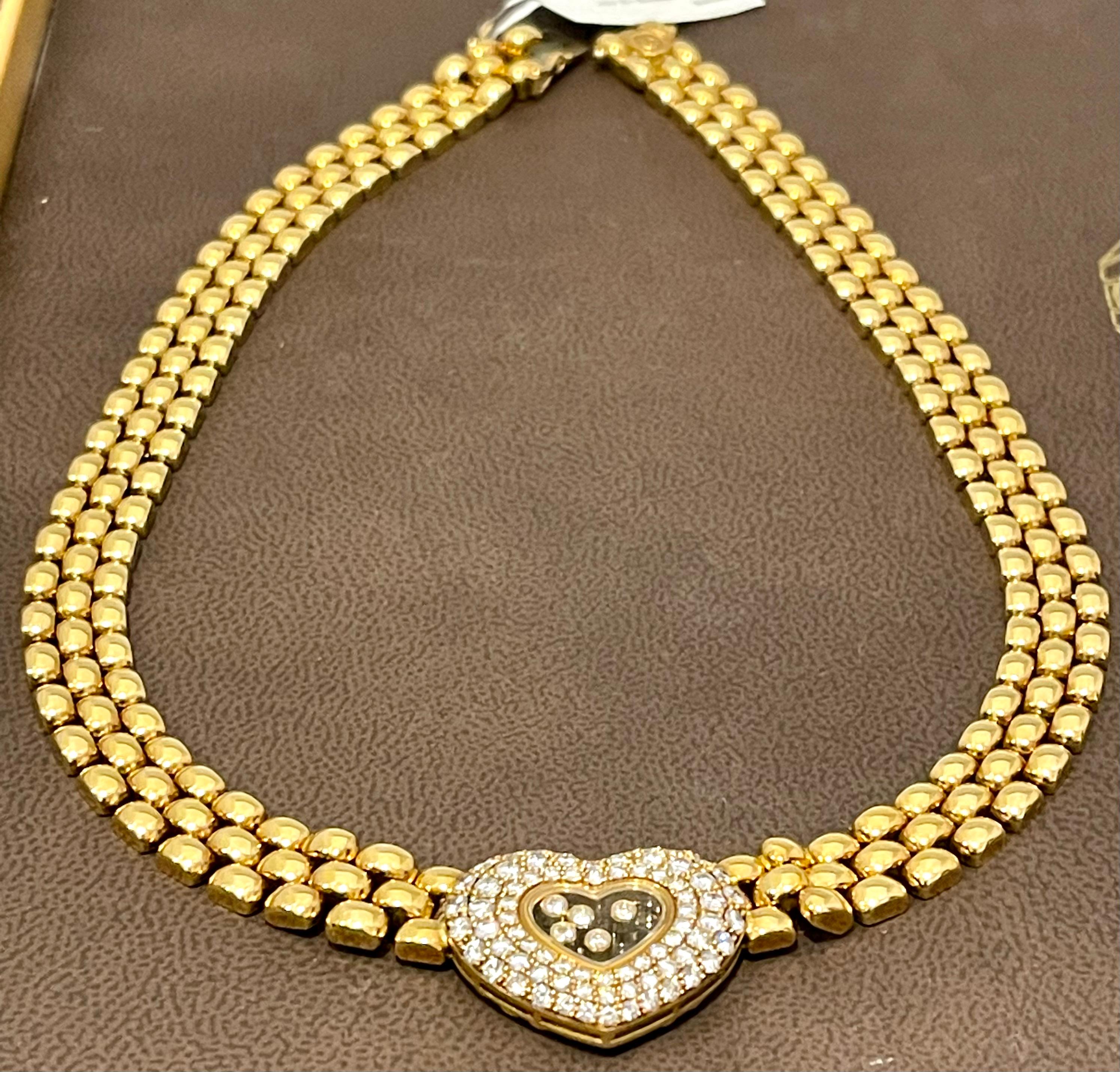 Chopard Collier Happy Diamonds en or jaune 18 carats avec cœur en diamants, ancienne propriété 1