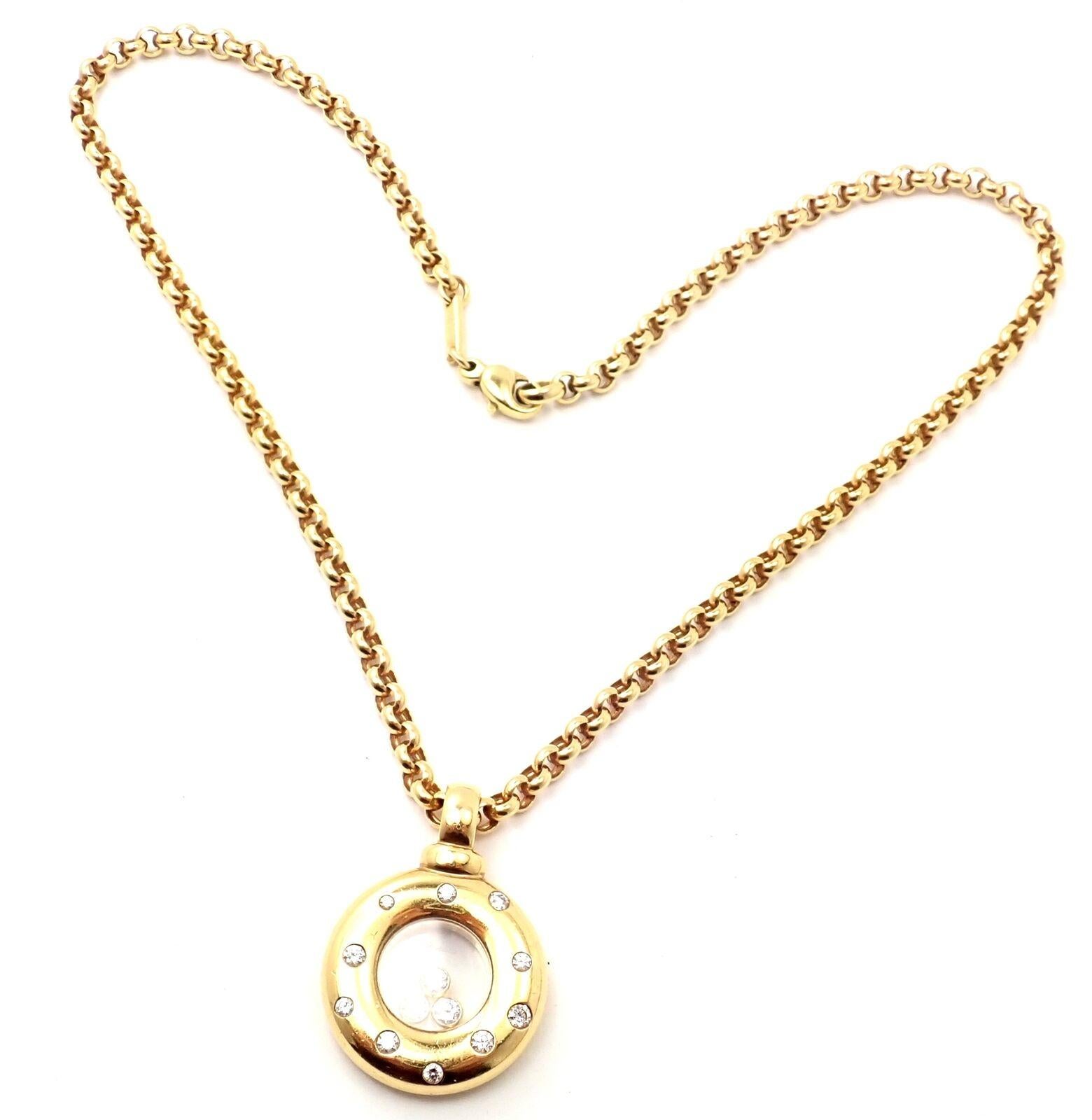 Brilliant Cut Chopard Happy Diamonds Diamond Yellow Gold Pendant Necklace