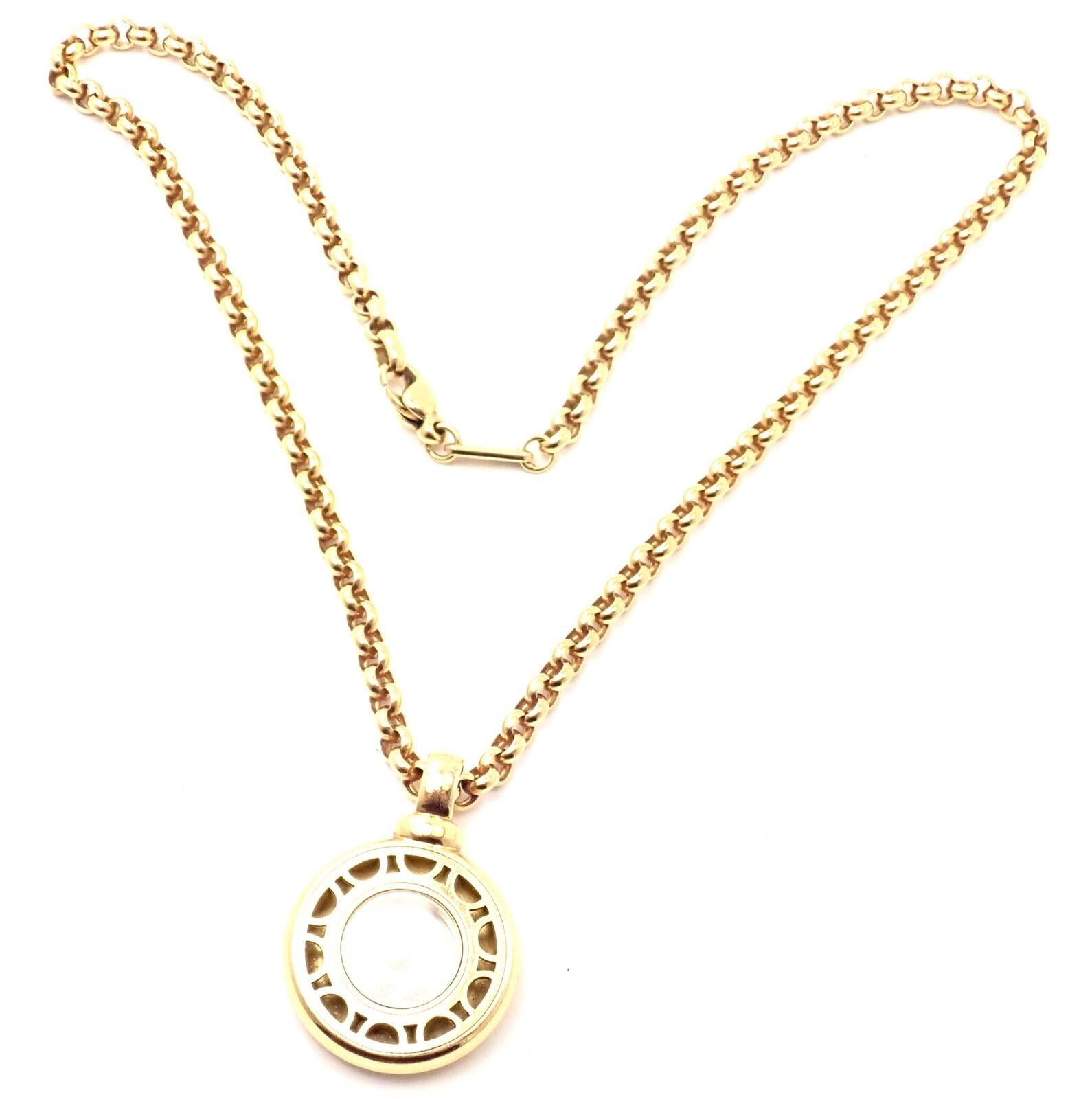 Chopard Happy Diamonds Diamond Yellow Gold Pendant Necklace In Excellent Condition In Holland, PA