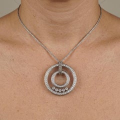 Chopard Happy Diamonds Double Circle Diamond 18k White Gold Pendant Necklace