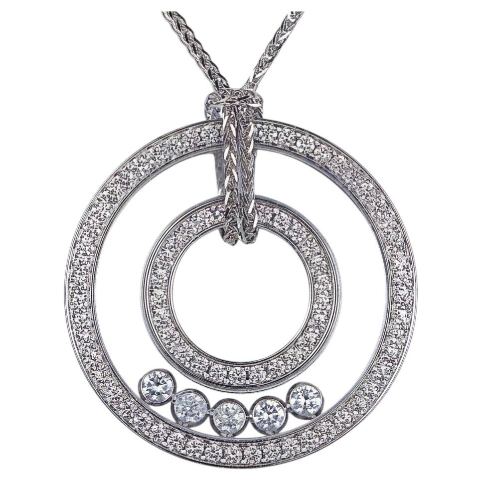 Chopard Happy Diamonds Double Circle Diamond 18k White Gold Pendant Necklace