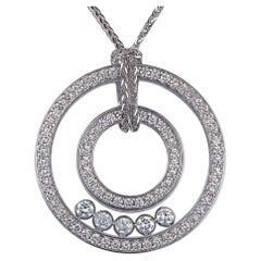 Chopard Happy Diamonds Double Circle Diamond 18k White Gold Pendant Necklace