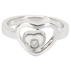 Chopard Happy Diamonds Double Heart Ring in 18 Karat White Gold 0.05 Carat