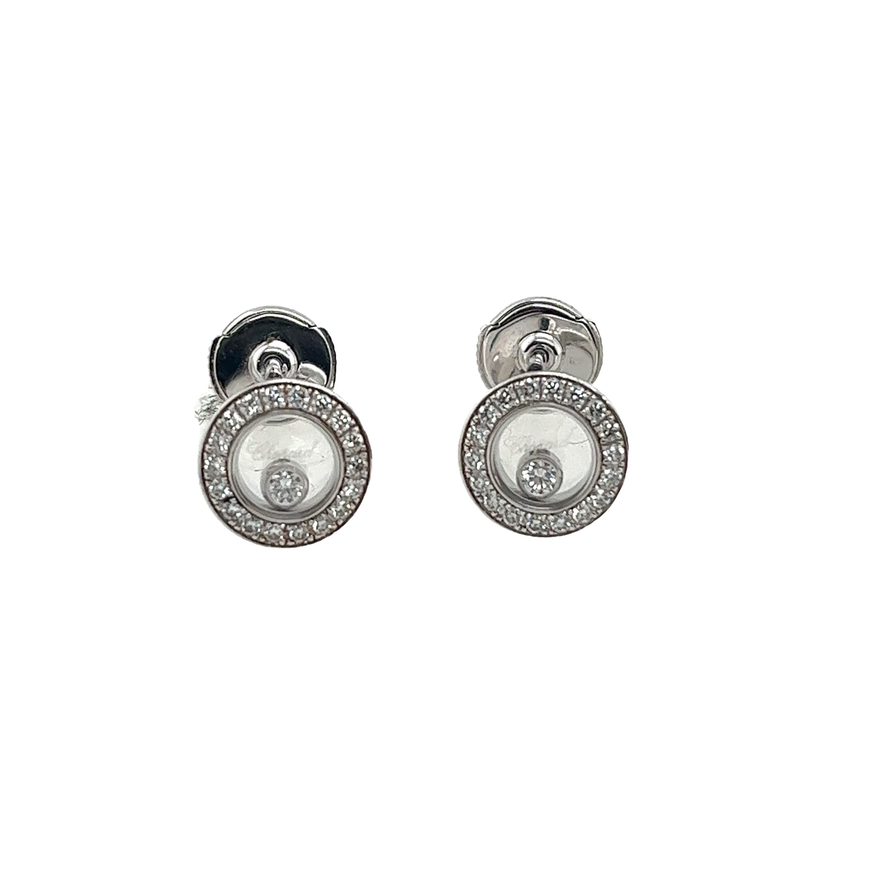 Chopard Happy Diamonds Earrings Set In 18ct White Gold For Sale 7