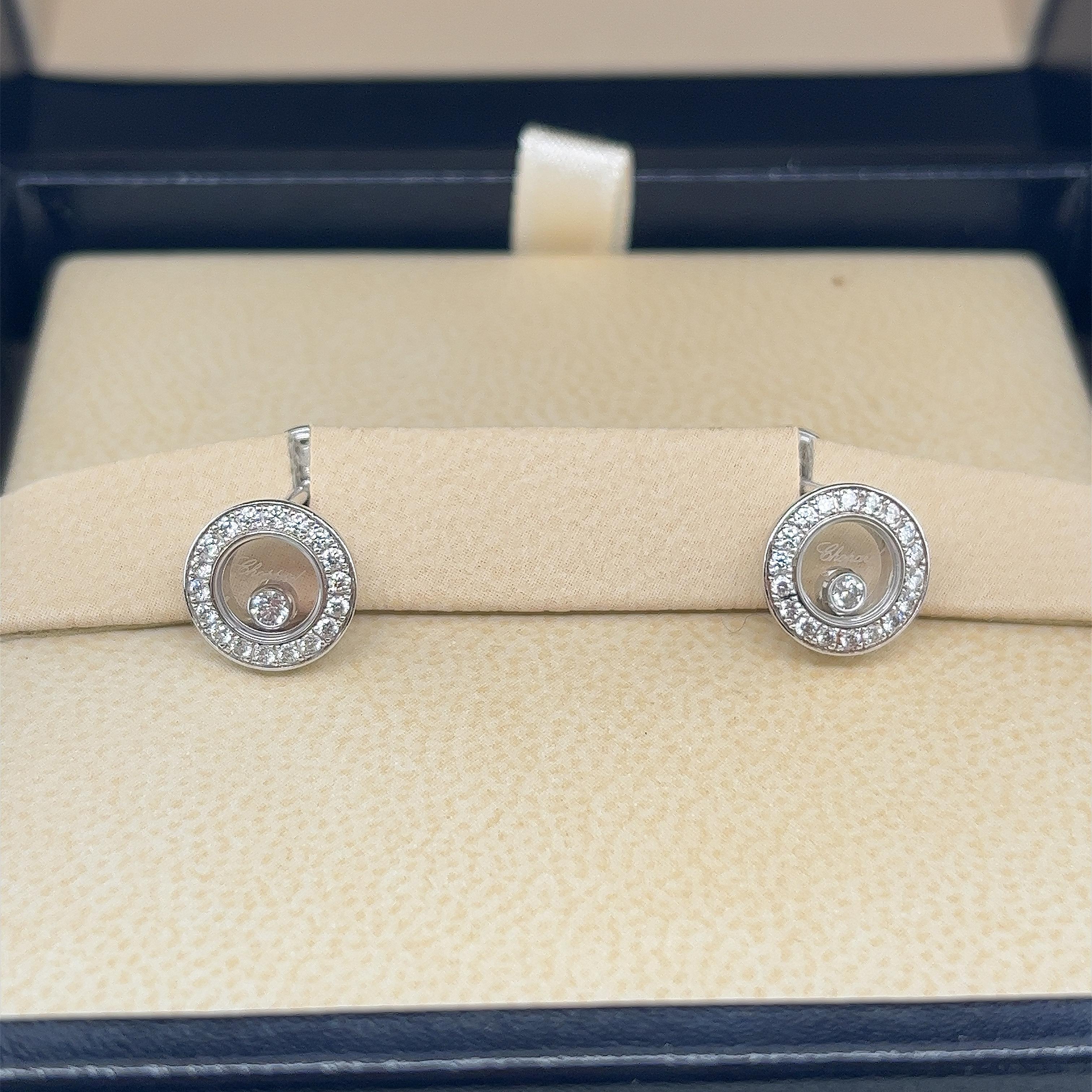 Chopard Happy Diamonds Earrings Set In 18ct White Gold For Sale 3