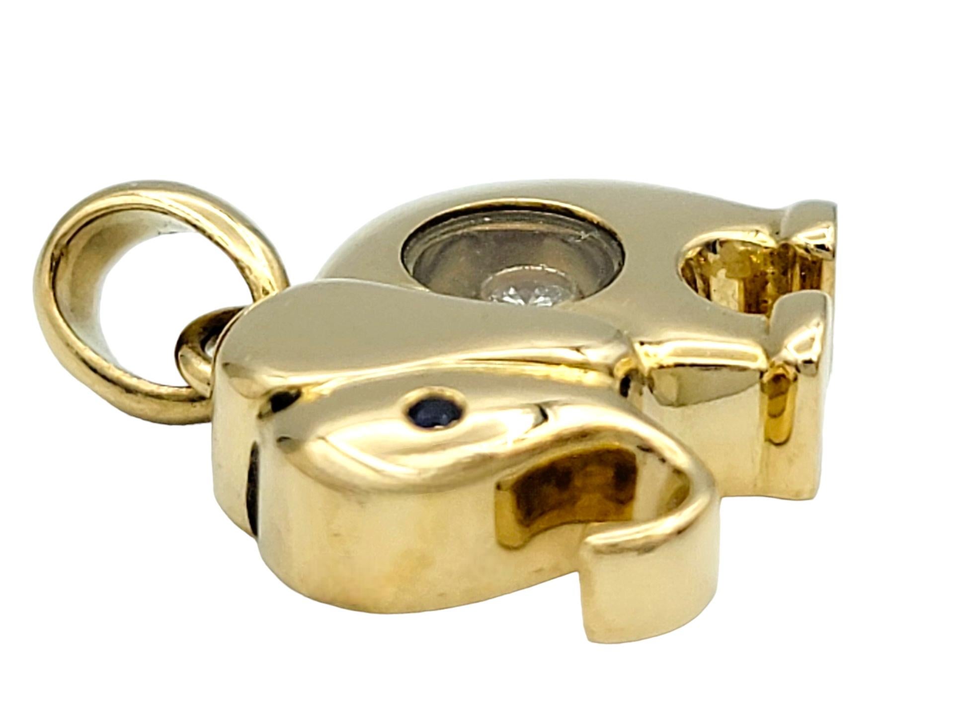 Contemporary Chopard Happy Diamonds Elephant Floating Charm/Pendant in 18 Karat Yellow Gold