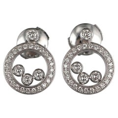 Pendientes de botón Chopard Happy Diamonds con diamantes flotantes, de oro blanco de 18 quilates