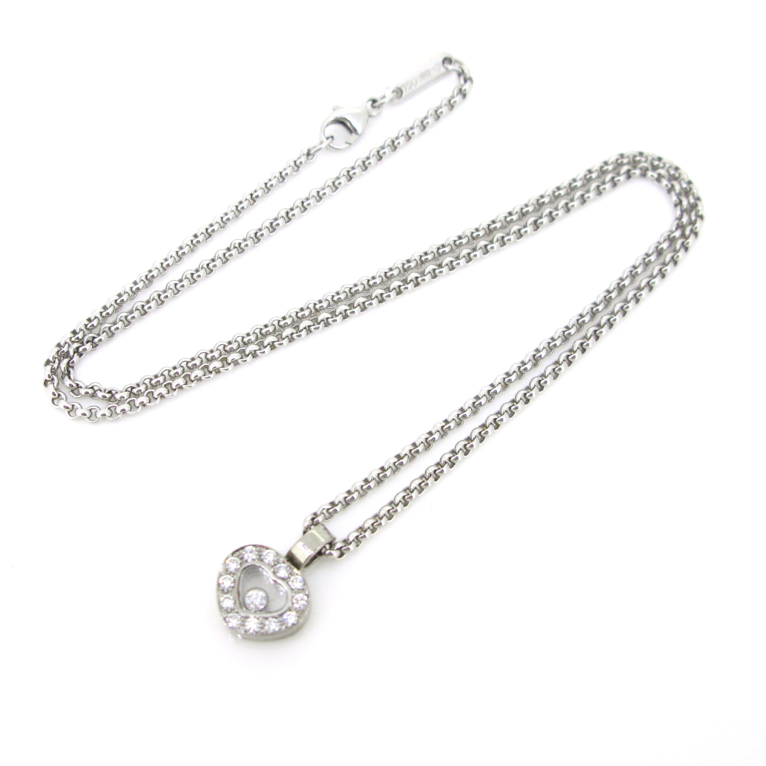 Women's or Men's Chopard Happy Diamonds Floating Diamond White Gold Heart Shape Pendant Necklace