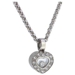 Chopard Happy Diamonds Schwebender Diamant Weißgold Herzform Anhänger Halskette