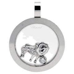 Chopard Happy Diamonds Floating Lion Motif Diamond 18k White Gold Pendant