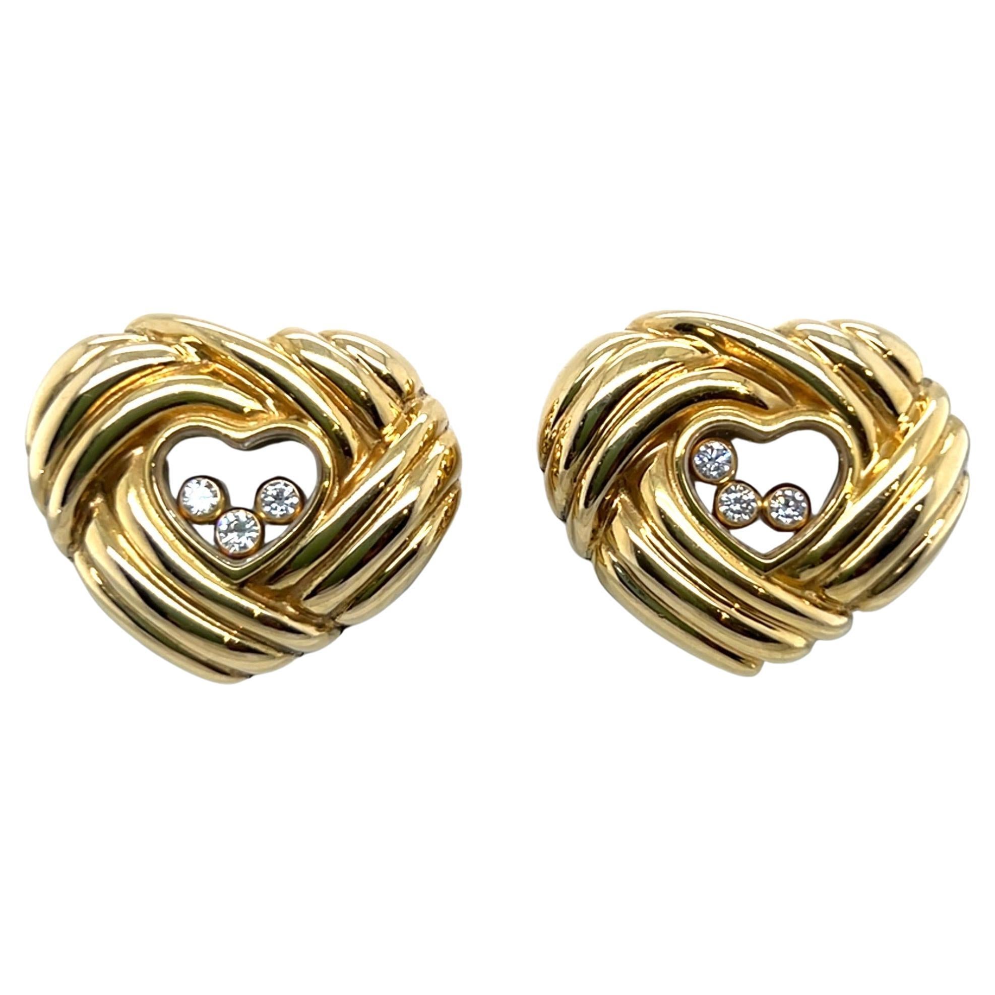 Chopard Happy Diamonds Gold and Diamonds Heart-Shaped Ear Clips