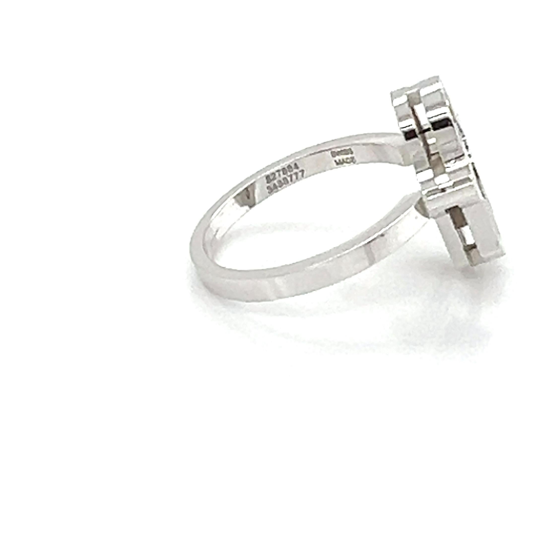 Moderno Chopard Happy Diamonds Hamsa Hand Anello in oro bianco 18k con diamanti misura 6,5 in vendita