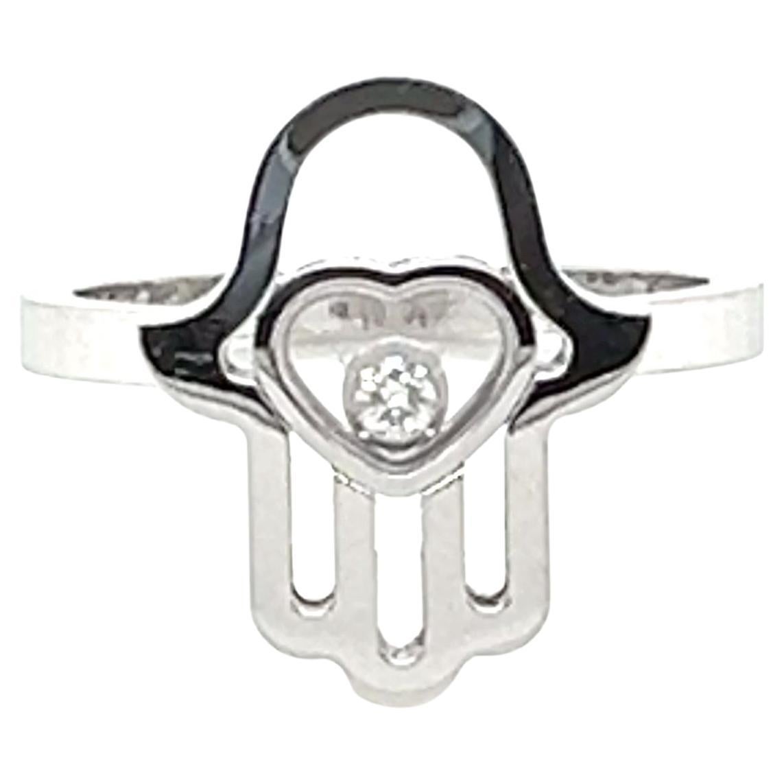 Chopard Happy Diamonds Hamsa Hand Anello in oro bianco 18k con diamanti misura 6,5 in vendita