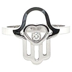 Chopard Happy Diamonds Hamsa Hand Anello in oro bianco 18k con diamanti misura 6,5