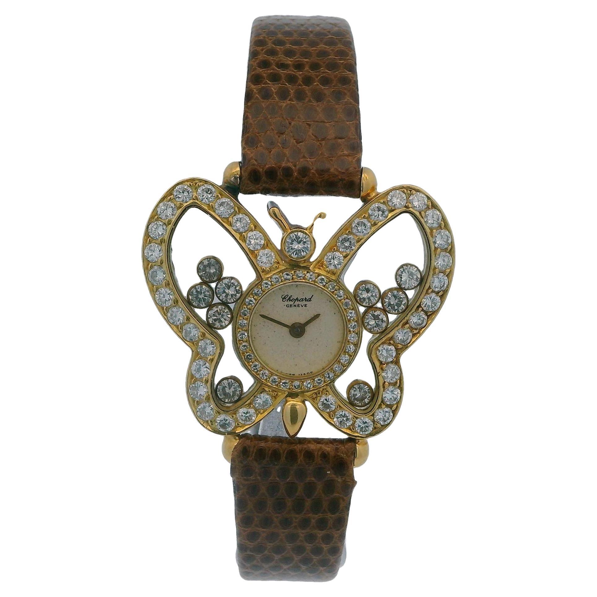 Chopard Happy Diamonds Happy Butterfly Montre pour femme en or jaune 18 carats