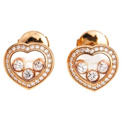 Chopard Happy Diamonds Heart 18K Rose Gold Stud Earrings