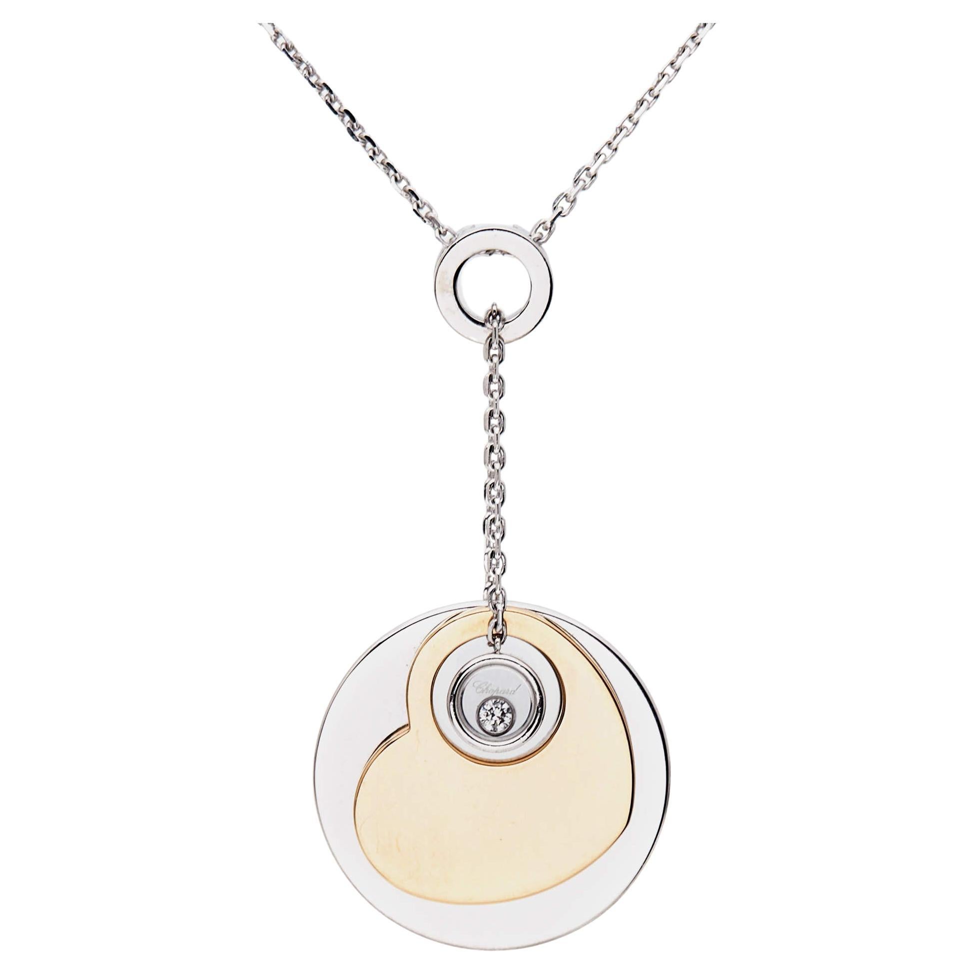 Chopard Happy Spirit Diamond Pendant in 18K White Gold on 17