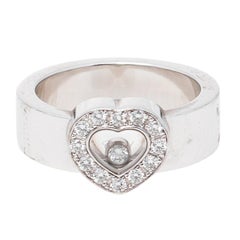 Chopard, bague jonc Happy Diamonds en or blanc 18 carats avec cœur, taille 53